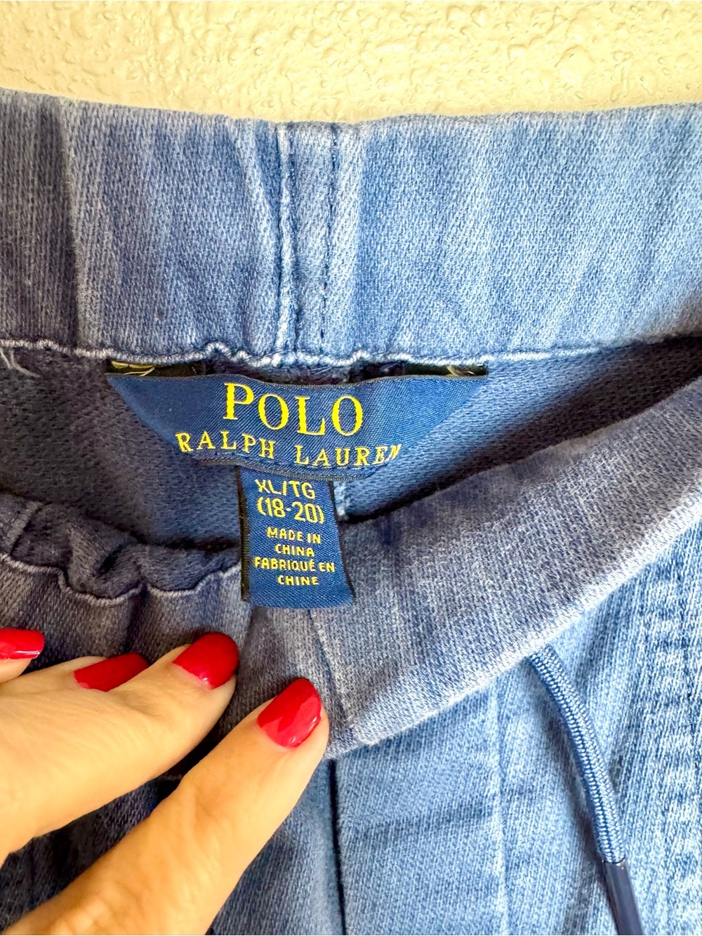 Polo Ralph Lauren Boys XL 18-20 Pull On Pants Blue Cotton Stretch Jogger 170 - Picture 3 of 8